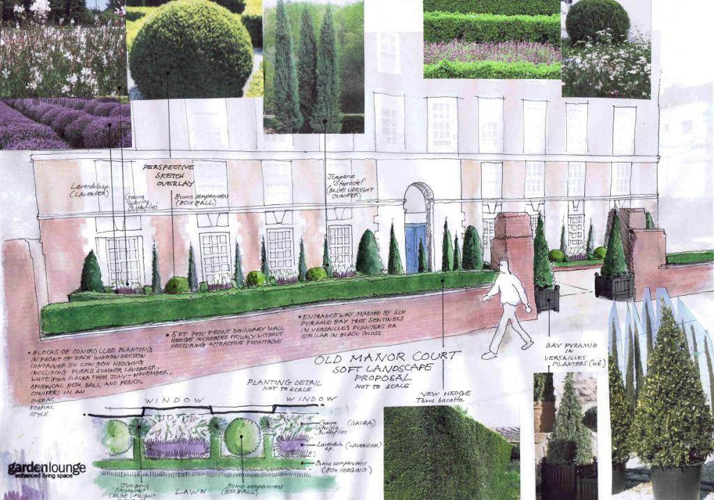 Abbey road sketch overlay frontage deiagn for planting